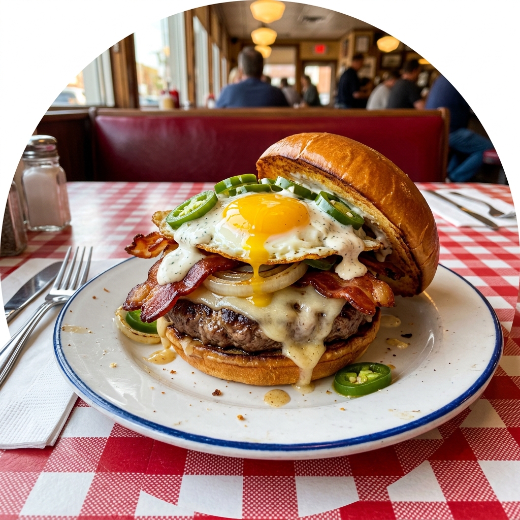 Adam smiling in the diner